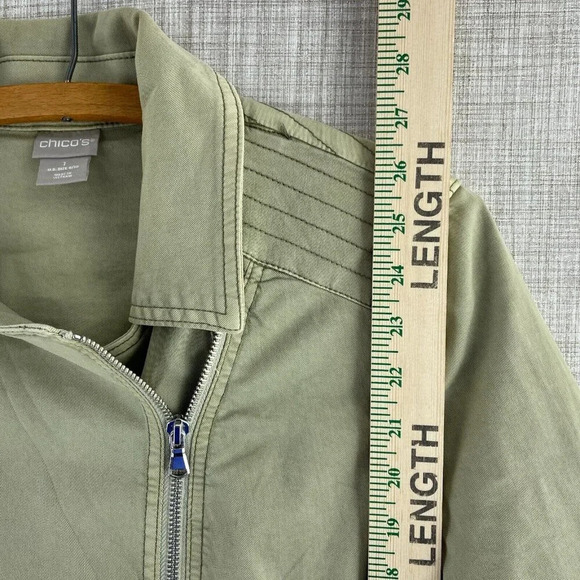 Chico’s Lyocell Jacket Womens Full Zip (1) 10 Green 1343 - Picture 3 of 8